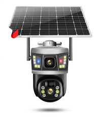 Solar-Powered PTZ Security Camera – Wireless Outdoor Surveillance System with Integrated Solar Panel, LED Floodlights, and Smart Motion Detection