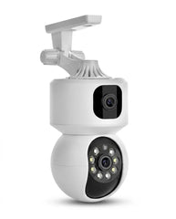 Dual-Lens Smart Security Camera – Wireless Indoor/Outdoor Surveillance System with Night Vision & Flexible Wall/Ceiling Mount