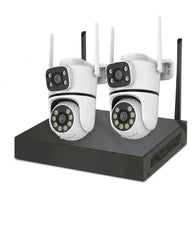 Wireless PTZ Security Camera System – 2-Camera WiFi Surveillance Kit with Pan-Tilt-Zoom, Smart Night Vision & NVR Recorder