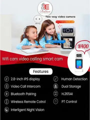 Smart Home Monitoring Camera with Integrated Display – WiFi-Enabled Indoor Security Device for Real-Time Surveillance