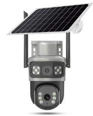 AOV Solar-Powered Dual-Lens Security Camera – Wireless Outdoor PTZ Surveillance System with Integrated Solar Panel