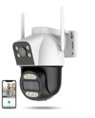 Dual-Lens Smart WiFi Security Camera – Wireless PTZ Outdoor Surveillance System with Real-Time Mobile App Monitoring